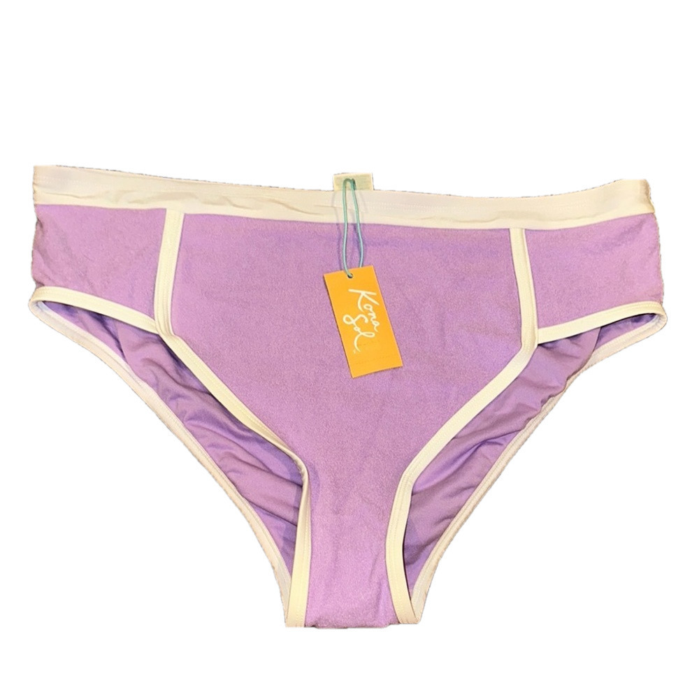 NWT KONA SOL PURPLE AND WHITE TRIM BIKINI BOTTOMS
